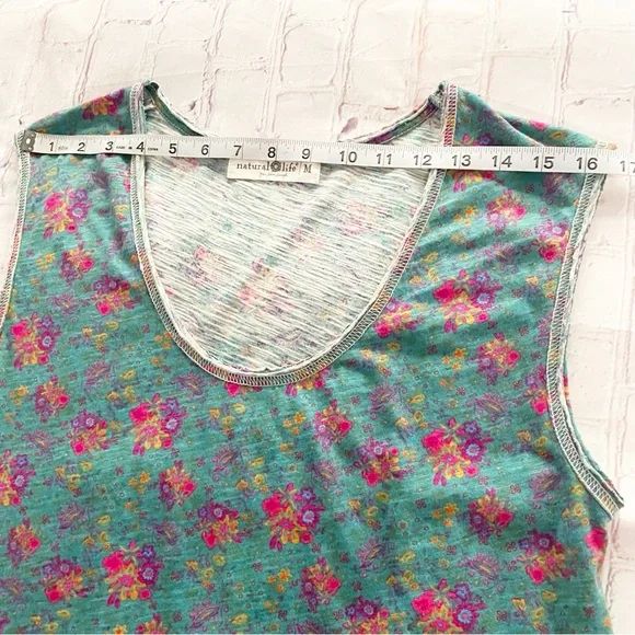 Naturallife Hangout Floral Cotton Midi Dress in Green M Oversized Pockets - Picture 6 of 9